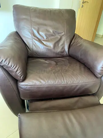 Recliner chair leather brown