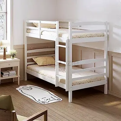 White Wooden Bunk Bed -