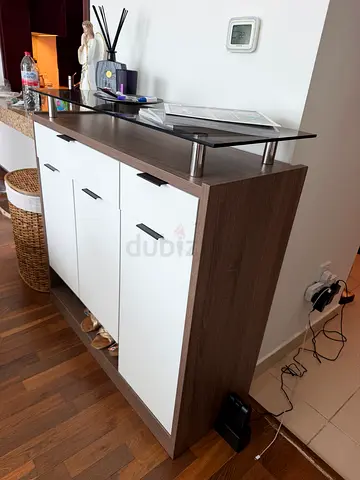 Modern 6-Drawer Sideboard / Dresser in Wood & White Finish