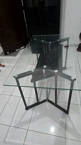 Glass Top Dining Table with Metal Frame - Good Condition