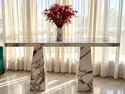 Custom-Made Luxury Marble-Style Console Table – Like New