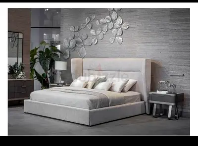 Upholstered King Size Bed  Light Grey with out matters