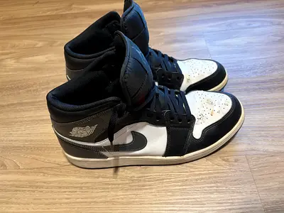Air Jordan 1 Mid black & white sneakers, used, size not specified