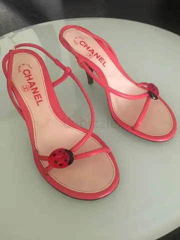 Chanel pink slingback sandals with ladybug detail — 35.5 , gently used