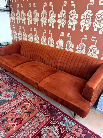 Home Centre Velvet 3 Seater Sofa