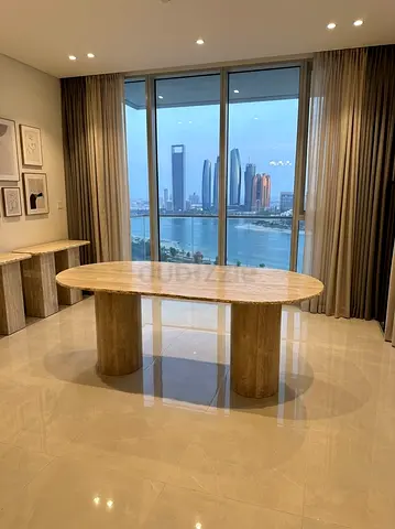 Travertine Dining Table Oval Top and Rounded Legs