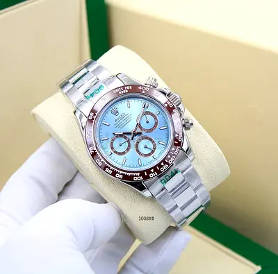 Rolex Daytona-style Stainless Steel Chronograph Master Quality Watch with Ice Blue Dial