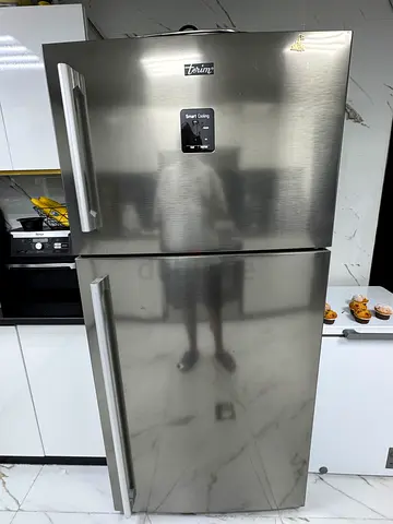 Stainless Steel Double-Door Refrigerator - Good Working Condition