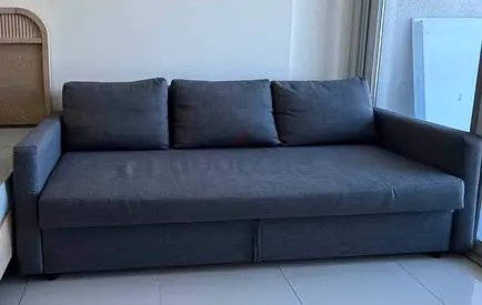 Grey 3-seater Sofa Bed with Storage - Good Condition