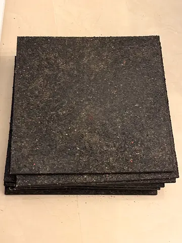 Set of 9 Heavy-Duty Rubber Gym Floor Tiles - 50x50cm each