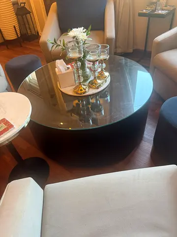 Round Coffee table with glass top for sale