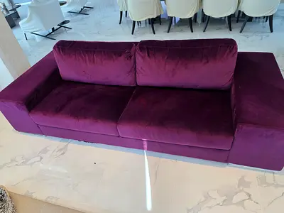 Fuchia velvet sofa