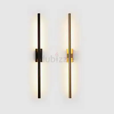 Modern Vertical Wall Sconce Pair — Brass and Black LED Wall Lights