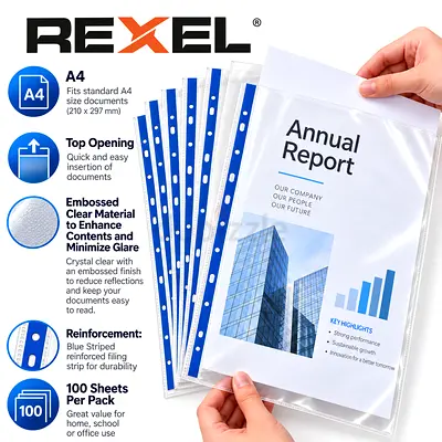Rexel Nyrex A4 Reinforced Pockets 100/Pack - LOT