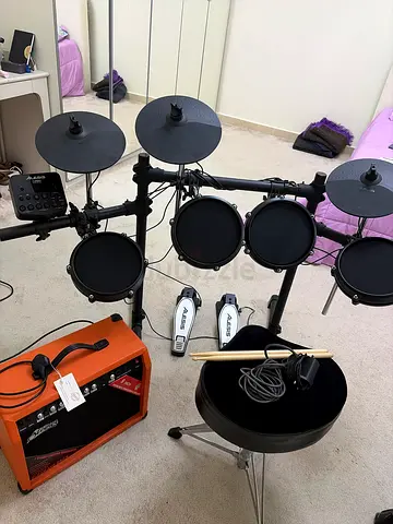 Alesis Electronic Drum Kit with Orange Amp and Stool - Good Condition