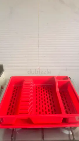 Cosmoplast Red plastic dish drying rack with cutlery compartments - Excellent condition
