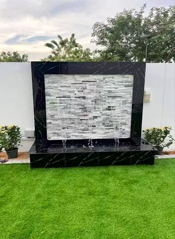 Outdoor Black Marble Wall Fountain with Cascade Feature Landscape work of the outside Patio Garden