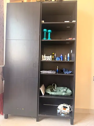 Dark Wood Tall Storage Cabinet - Best Condition