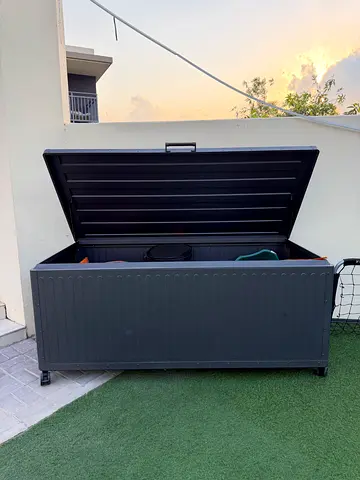 Large Outdoor Deck Storage Box - Weatherproof, Black