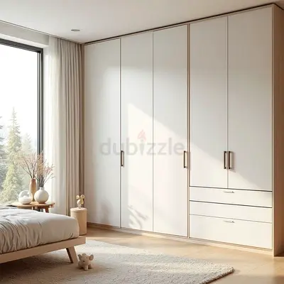 Built-in 4-door Wardrobe with Drawers — Modern White Oak Finish