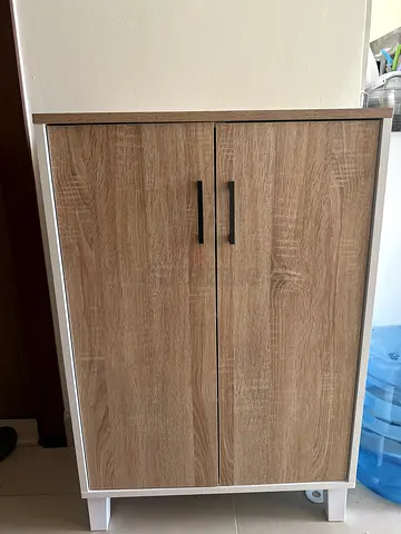Compact 2-door Wooden Cabinet / Cupboard - Light Oak Finish