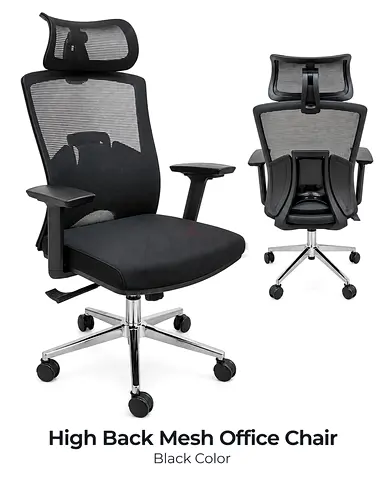 High Back Mesh Office Chair – Ergonomic Desk Chair with Headrest