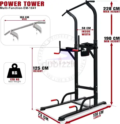 SKY LAND Pro Power Tower & Adjustable Sit-Up Bench Bundle EM-1525