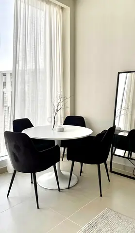 4 Black Velvet Chairs - Modern Set READY TO SELL MID NOVEMBER