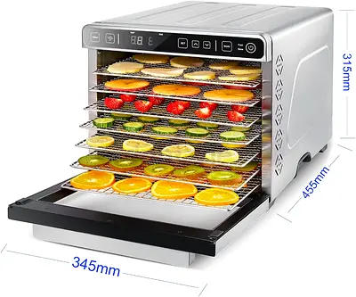 Electric Food Dehydrator - 8-Tray Stainless Steel Fruit & Vegetable Dryer