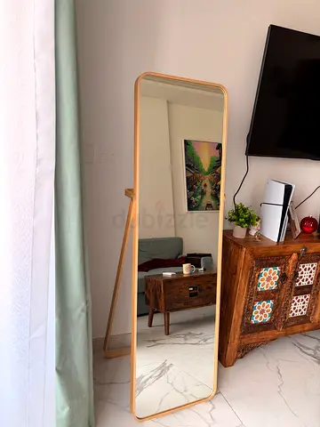 Full-Length Wooden Free-Standing Mirror with Leaning Stand