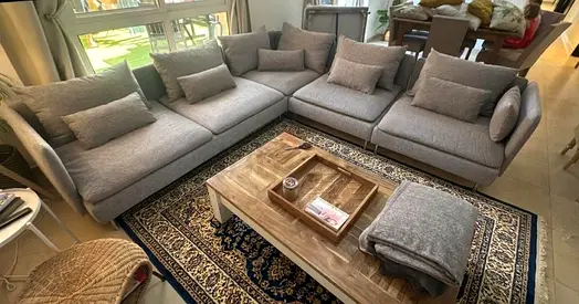Great Condition IKEA Sodhremn L Shape Sofa light gray color