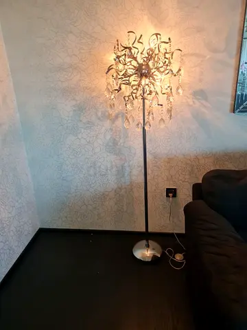 Pair of Crystal-style decorative floor lamp with silver color heavy metal stand