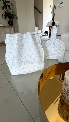 White monogram leather bucket vase set of 2