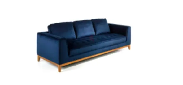 Navy Blue 3-Seater Sofa with Gold-Tone Base
