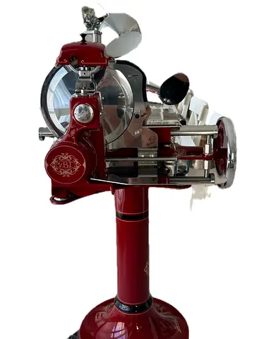 Vintage-style Berkel Volano Manual Slicer (Red) - with stand