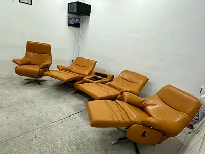 Pure leather electric recliner sofa set