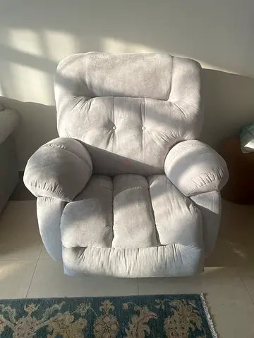 Comfortable plush reclining armchair - light grey