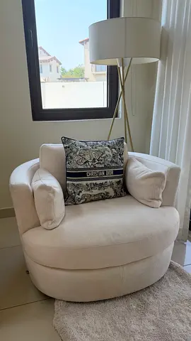 Cream swivel lounge chair set of 2 — compact cozy armchair in good condition( Bloomingdales)