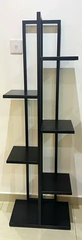 Black Metal Ladder-Style Display Shelf — 5-Tier, Good Condition