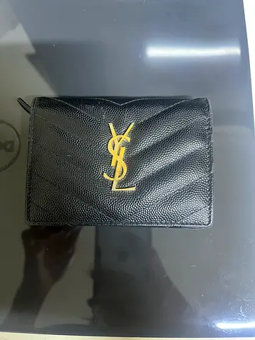 Black YSL Quilted Leather Card Holder / Small Wallet