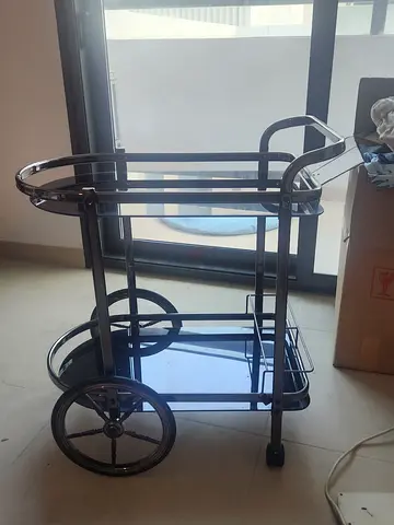 Metal Bar Serving Trolley with Wheels - Good Condition