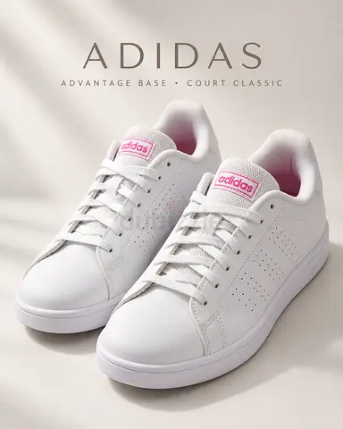 Adidas white court-style sneakers, women’s size (Used & Original)