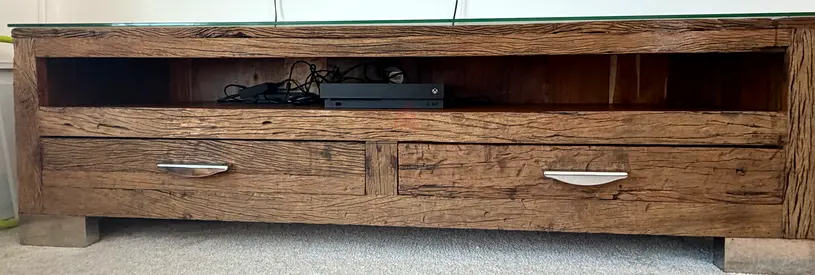 Solid Rustic Wooden TV Unit / Entertainment Center with Drawers