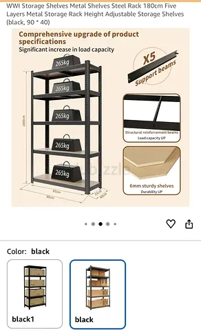 New metal shelving unit 180×90×40 cm (up to 860 kg load)