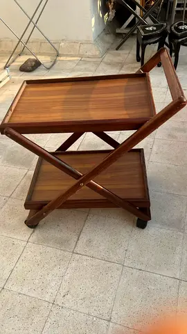 Wooden Folding Tea/Servingh Trolley Cart on Wheels