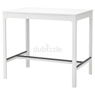 White Bar Table with Footrest 120x80cm
