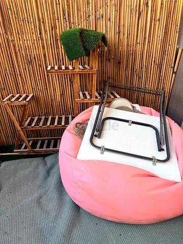 Pink outdoor bean bag seat in good used condition