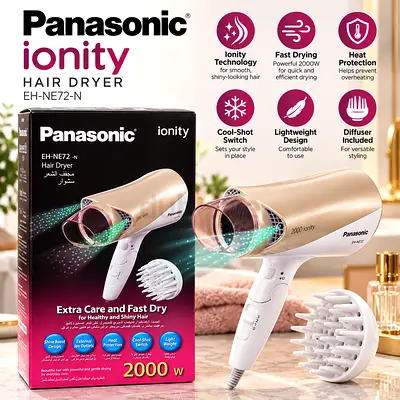 Panasonic Ionity EH-NE72 2000W Hair Dryer with Diffuser - Like New