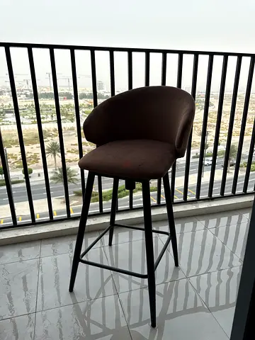 Modern brown dining chairs with metal legs (used)
