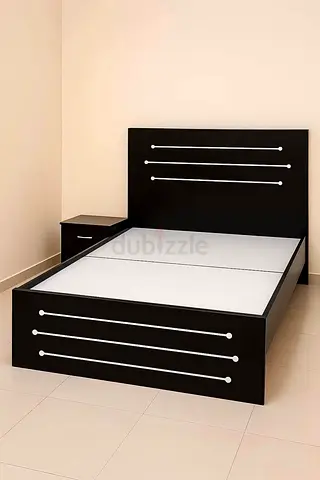 New Black Wooden Queen size Bed Frame with Headboard and Nightstand